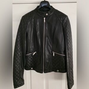 Kenneth Cole Black Quilted Leather  Jacket